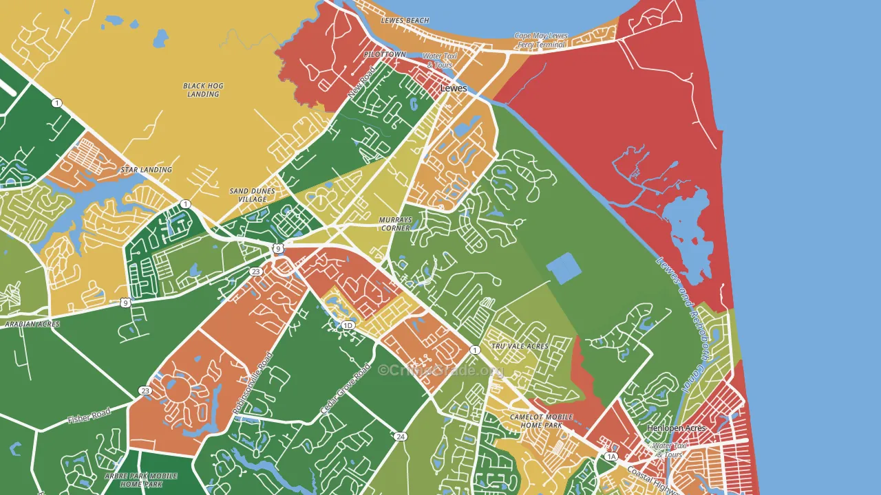 North Shores, DE Map of Theft Rates