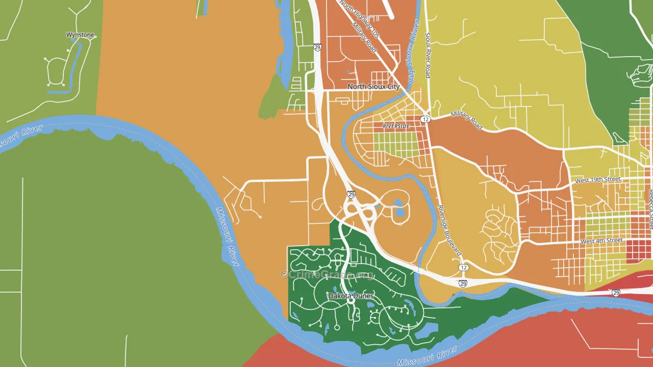 North Sioux City, SD Map of Theft Rates