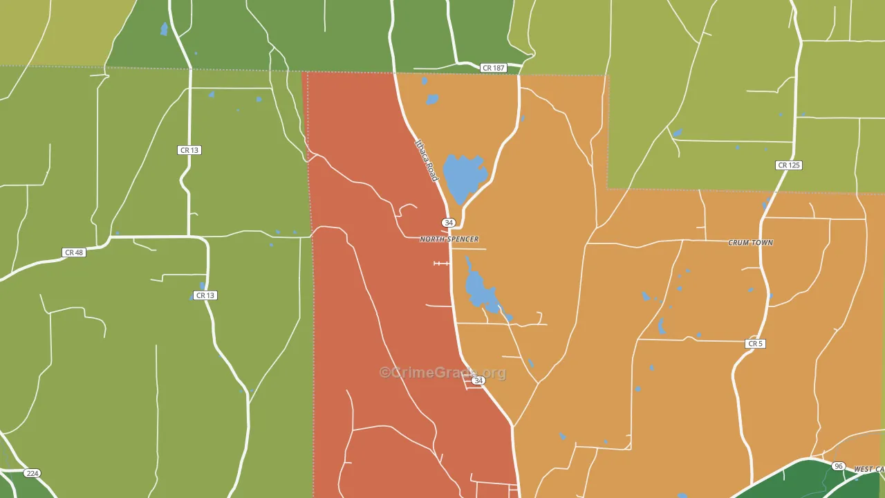 North Spencer, NY Map of Theft Rates