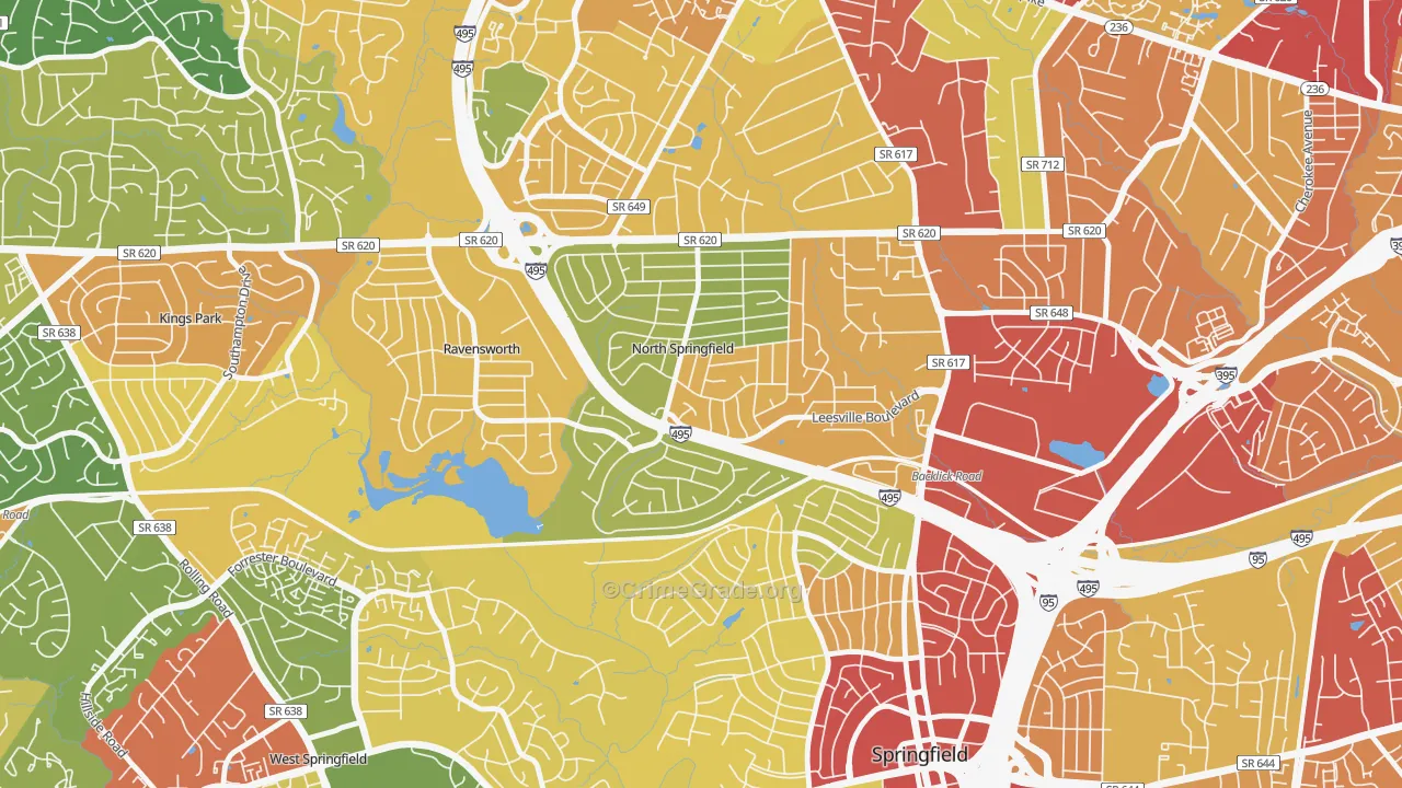North Springfield, Springfield, VA Map of Theft Rates