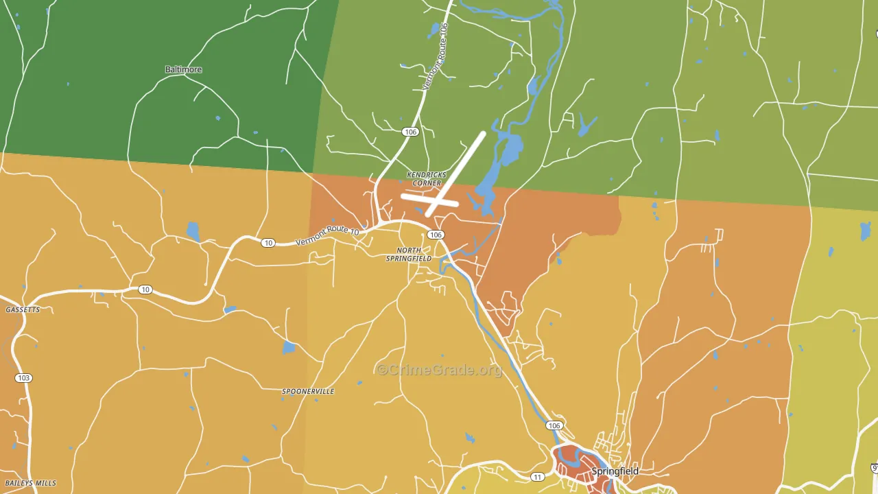 North Springfield, VT Map of Theft Rates