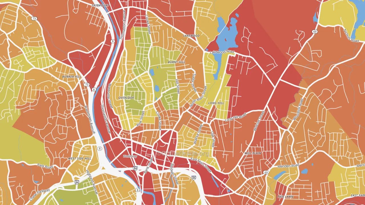 North Square, Waterbury, CT Map of Theft Rates