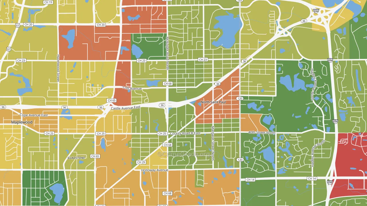 North St. Paul, MN Map of Theft Rates