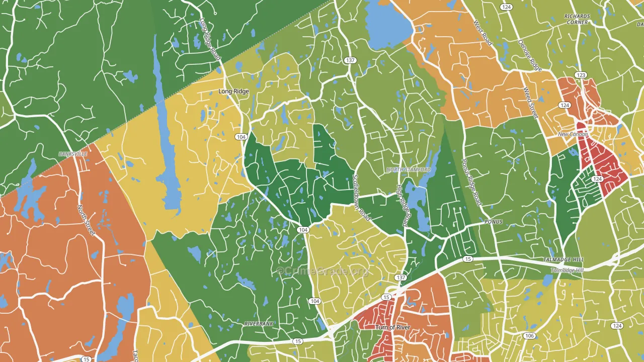 North Stamford, Stamford, CT Map of Theft Rates