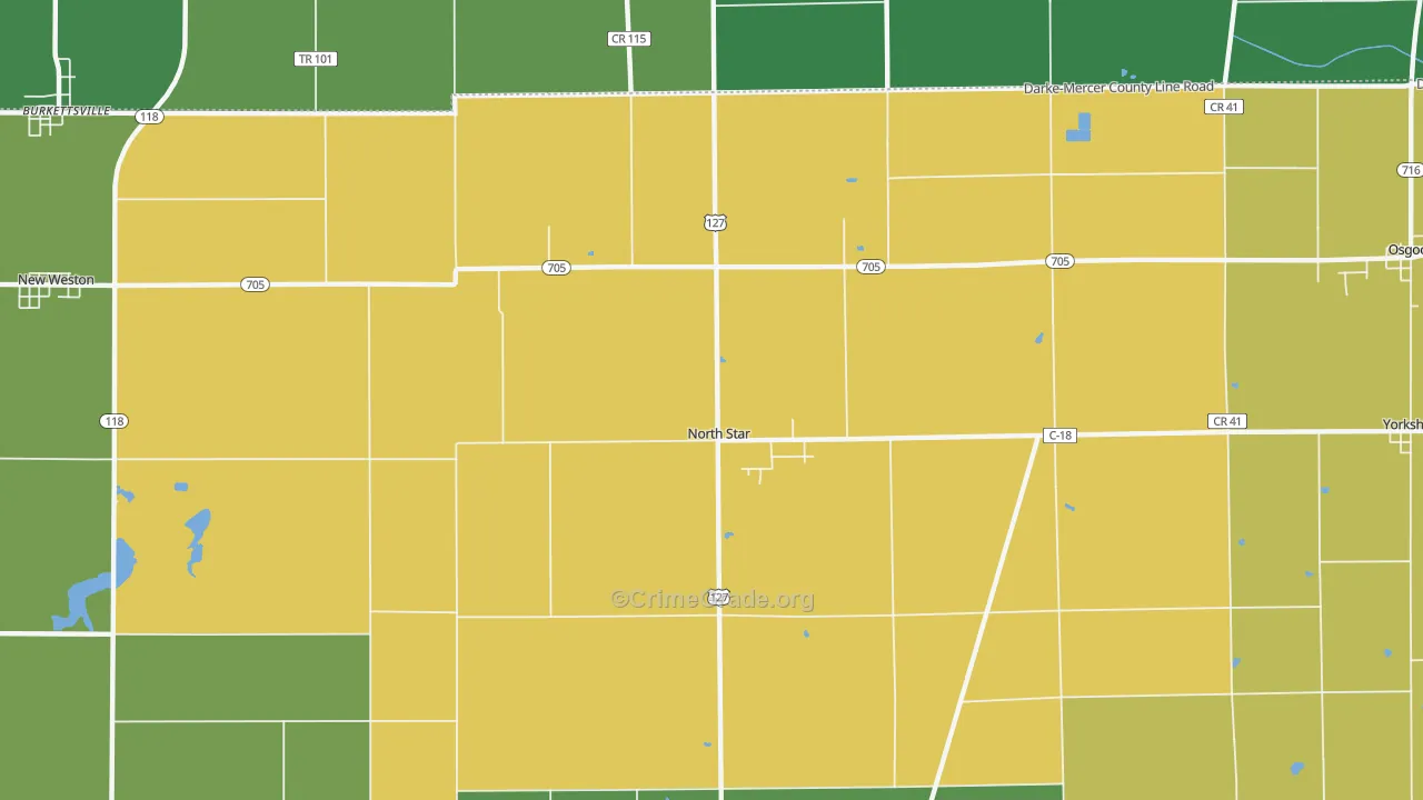 North Star, OH Map of Theft Rates