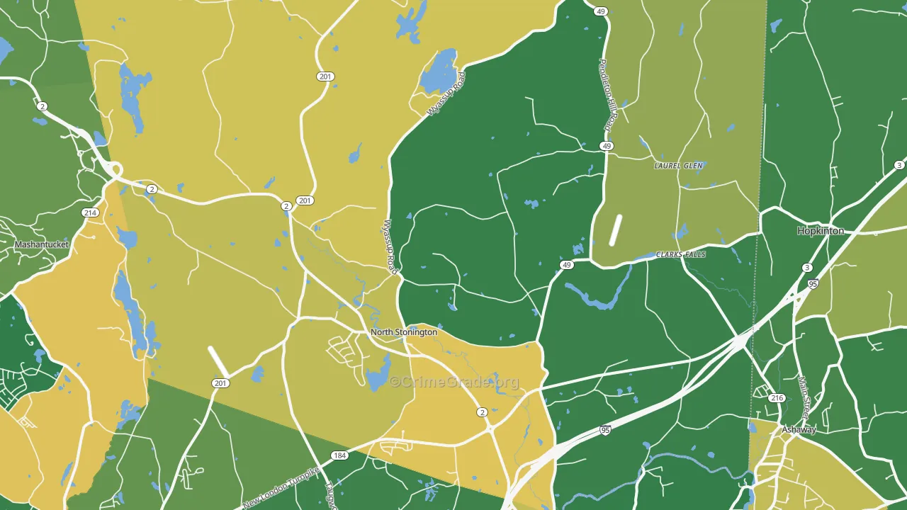 North Stonington, CT Map of Theft Rates
