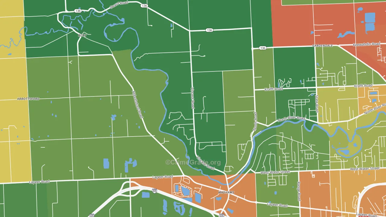 North Street, MI Map of Theft Rates