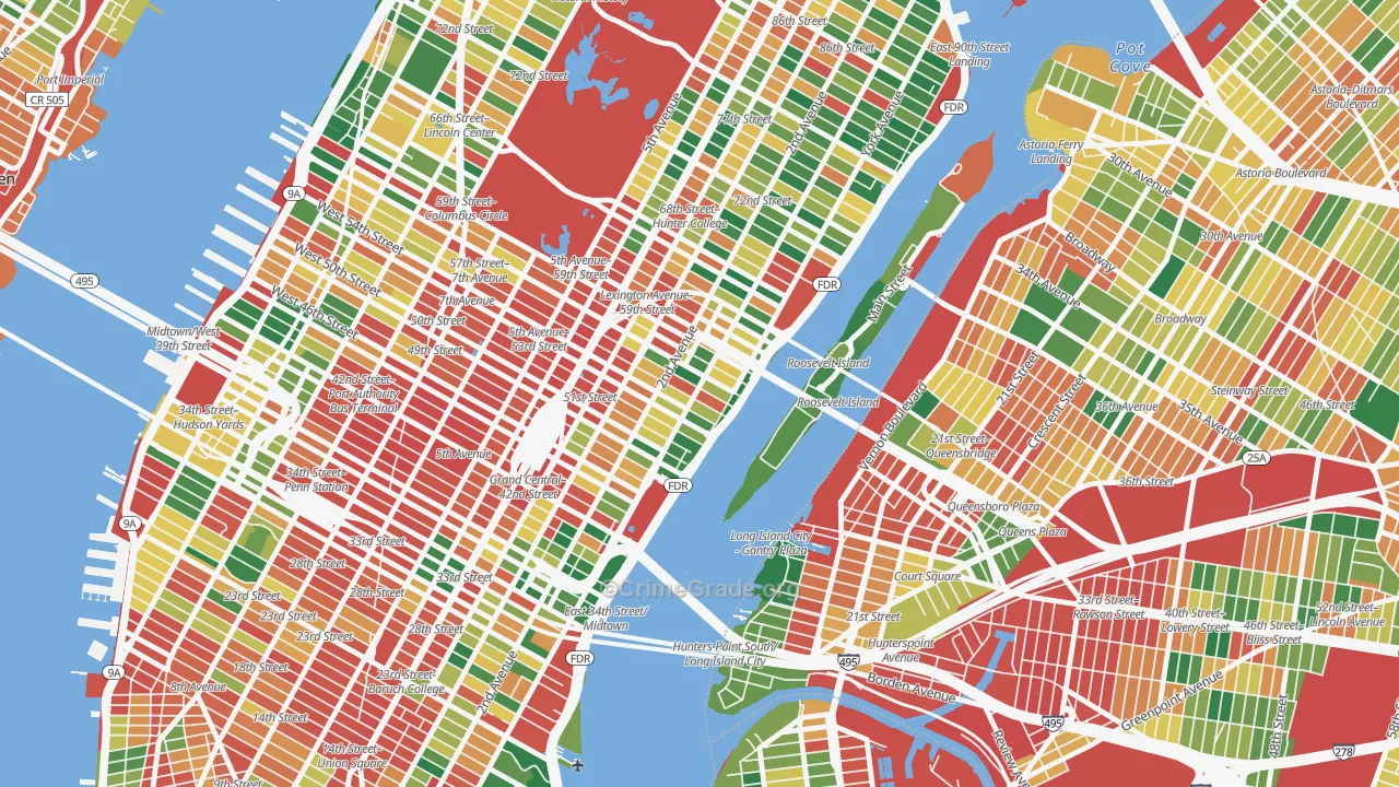 North Sutton Area, Manhattan, NY Map of Theft Rates
