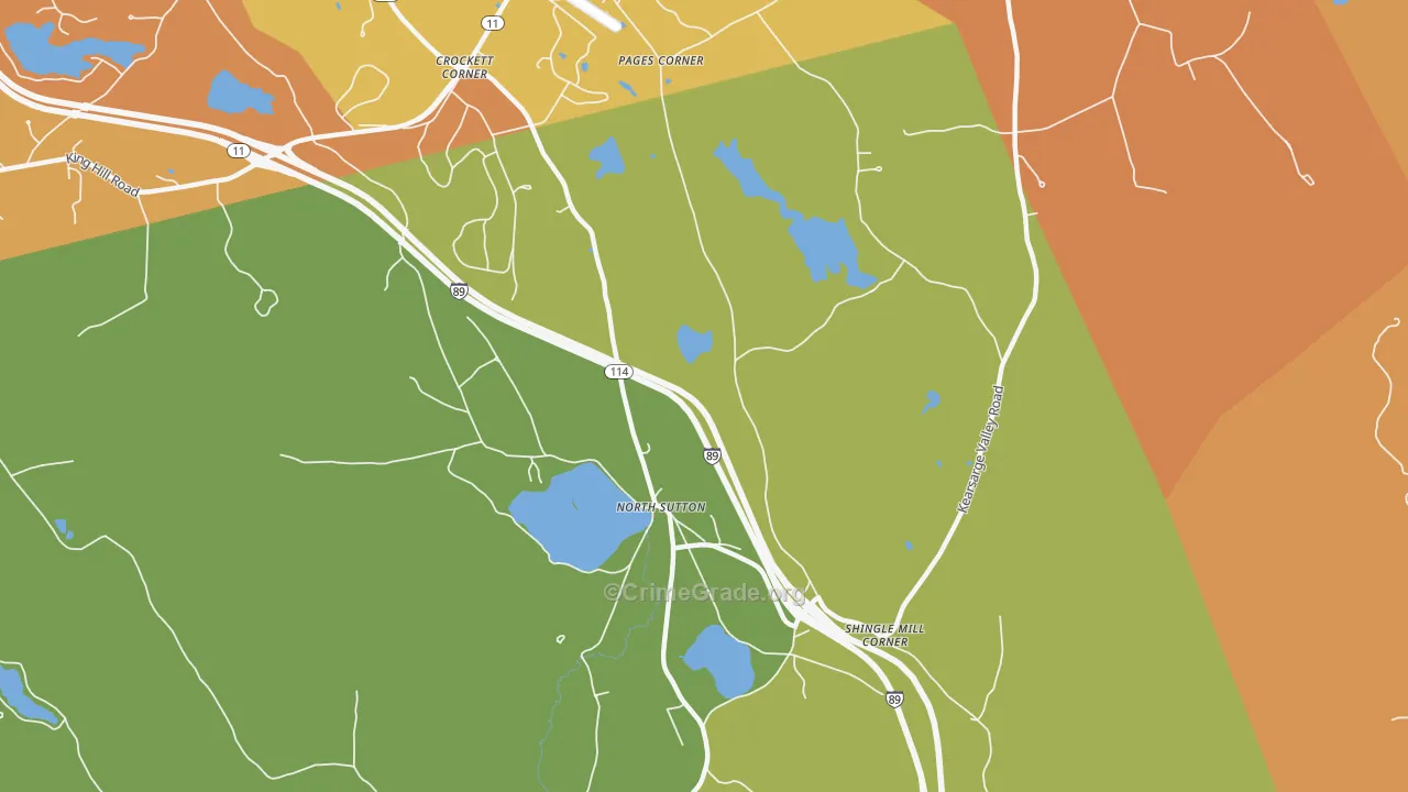 North Sutton, NH Map of Theft Rates