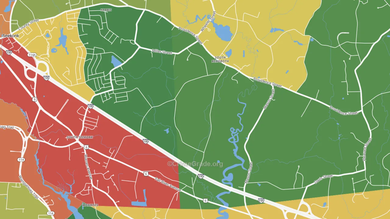 North Swansea, MA Map of Theft Rates