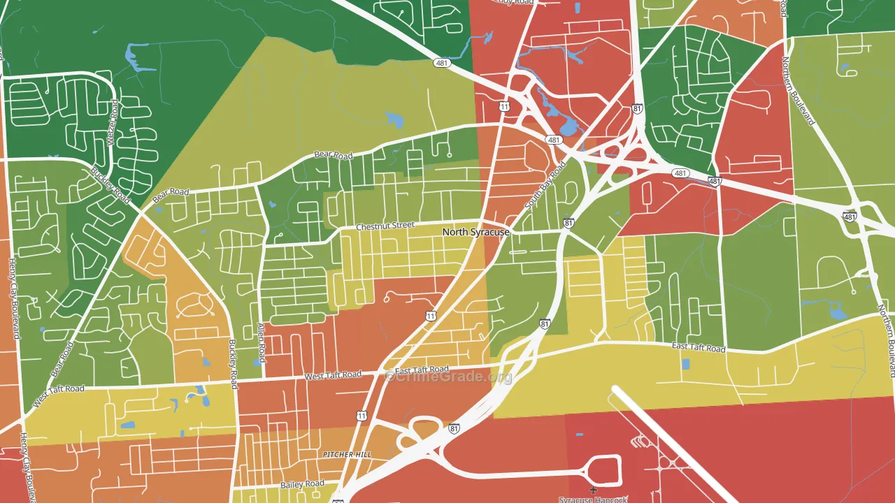 North Syracuse, NY Map of Theft Rates
