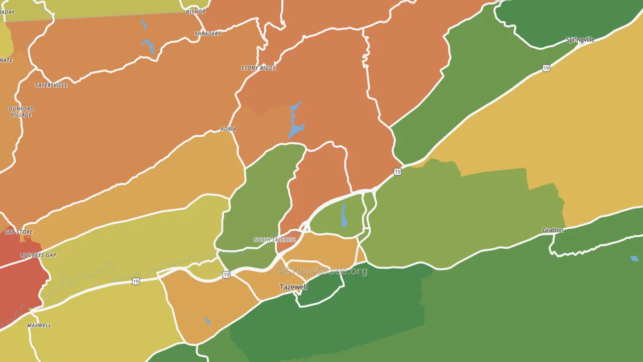 North Tazewell, VA Map of Theft Rates