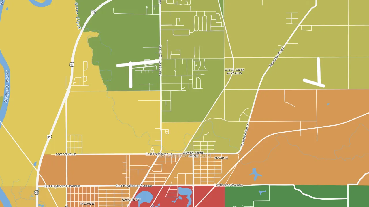 North Terre Haute, IN Map of Theft Rates
