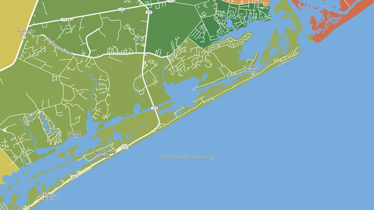 North Topsail Beach, NC Map of Theft Rates