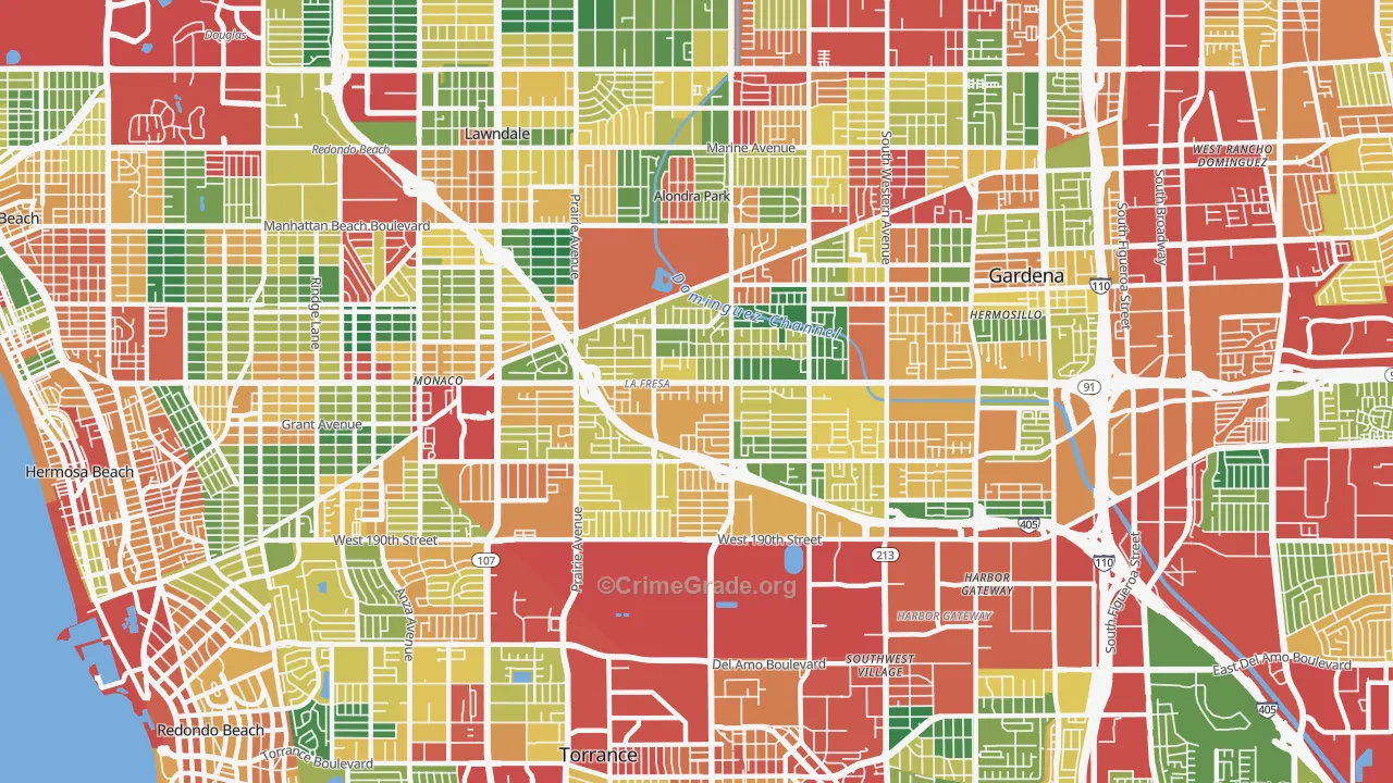 North Torrance, Torrance, CA Map of Theft Rates