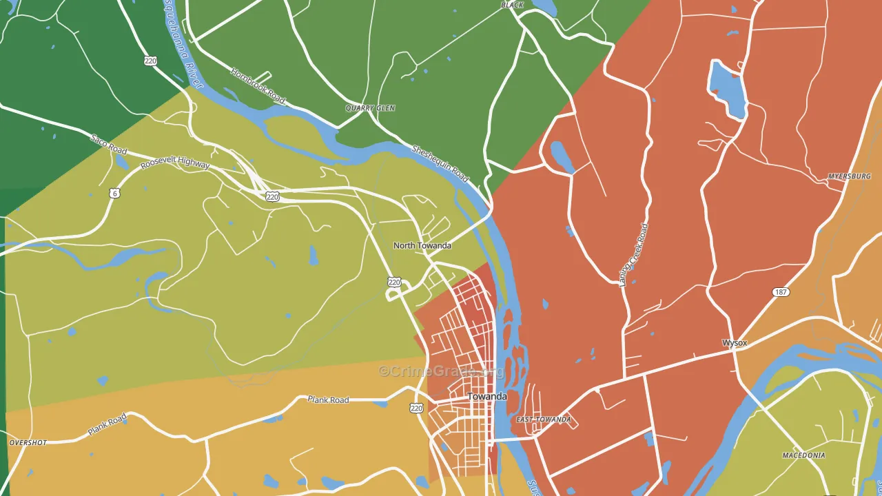 North Towanda, PA Map of Theft Rates