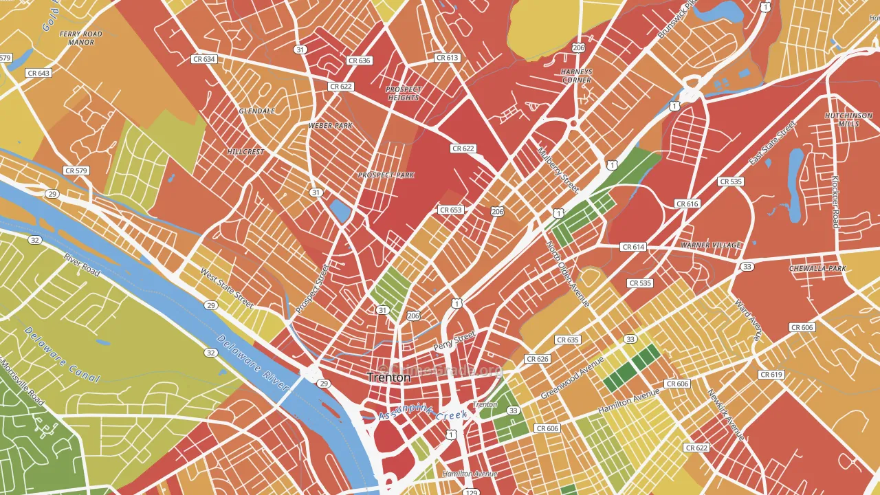 North Trenton, Trenton, NJ Map of Theft Rates