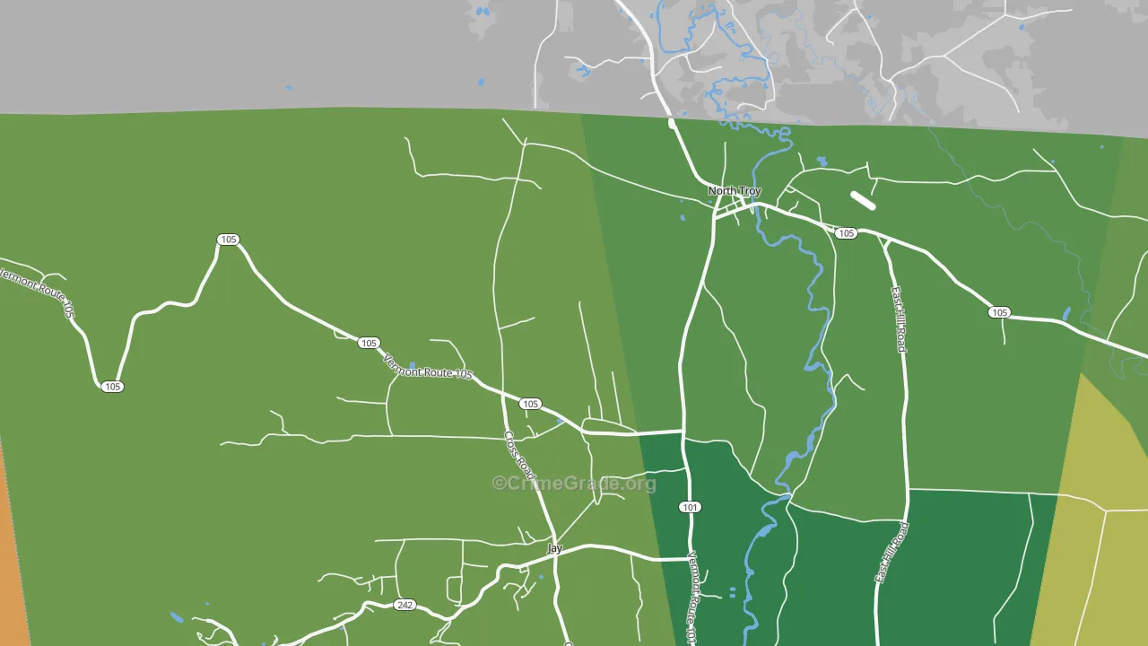 North Troy, VT Map of Theft Rates