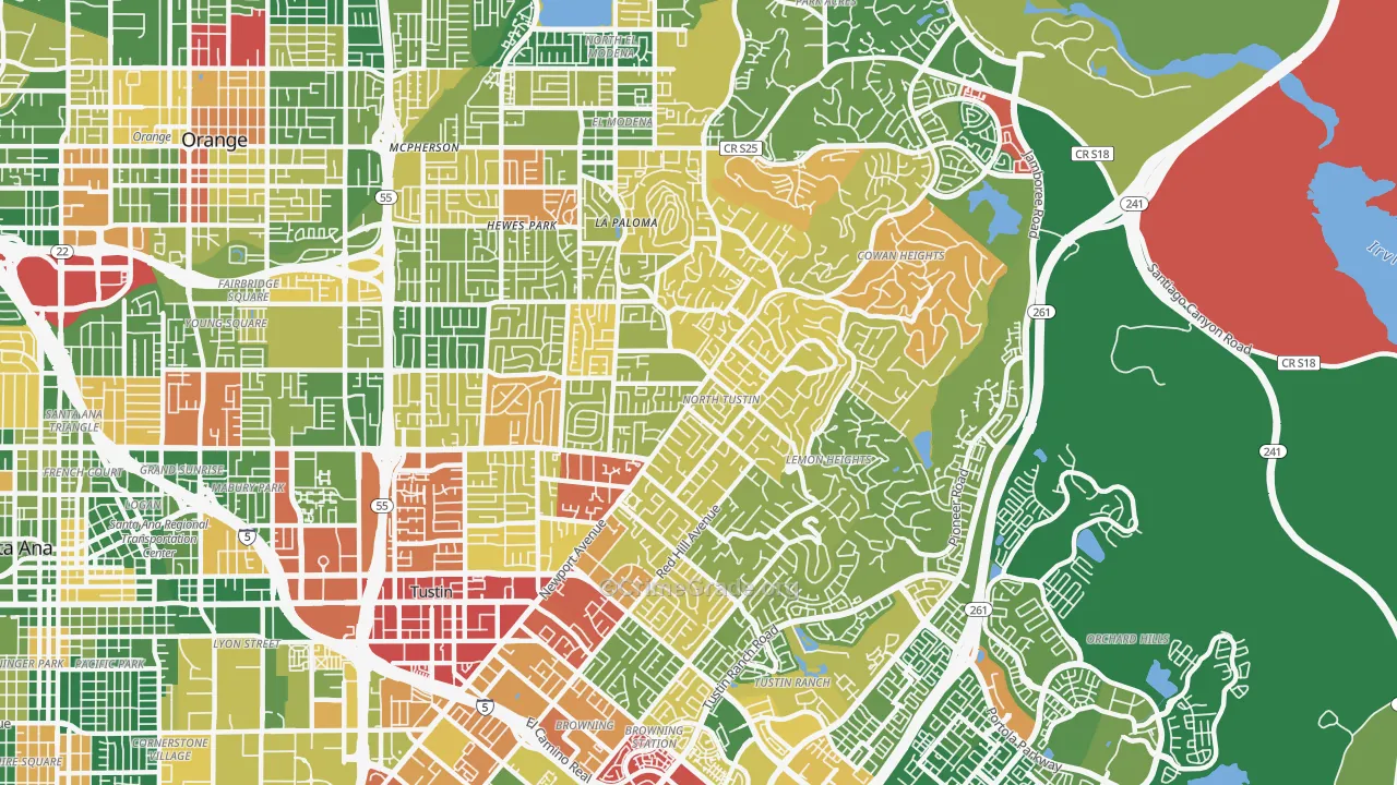 North Tustin, CA Map of Theft Rates