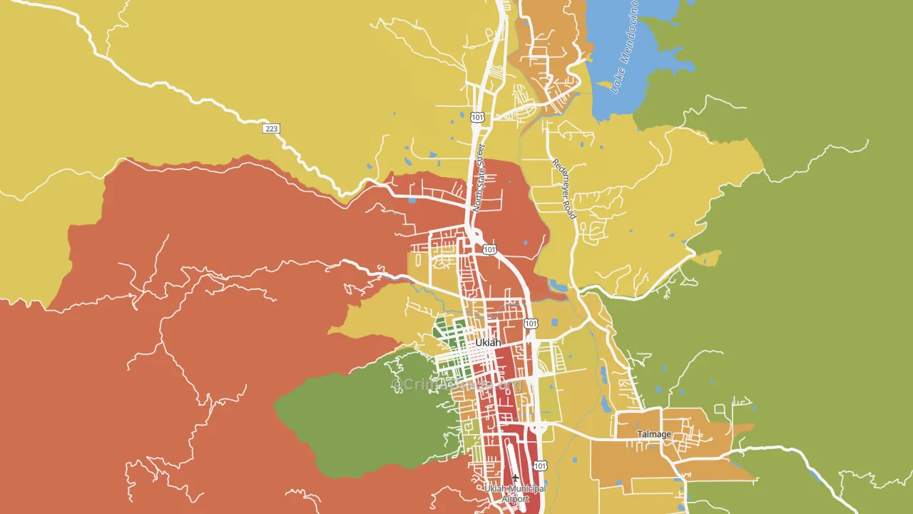North Ukiah, Ukiah, CA Map of Theft Rates