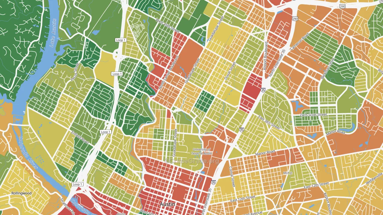 North University, Austin, TX Map of Theft Rates