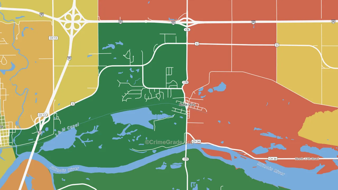 North Utica, IL Map of Theft Rates