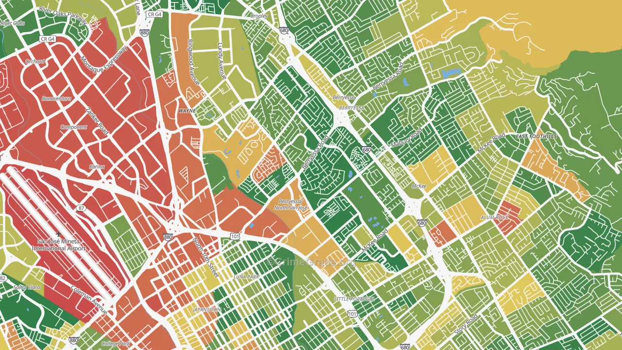 North Valley, San Jose, CA Map of Theft Rates
