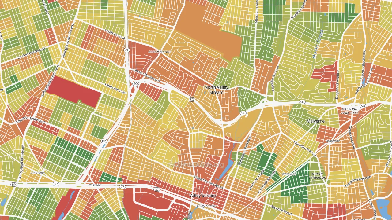 North Valley Stream, NY Map of Theft Rates