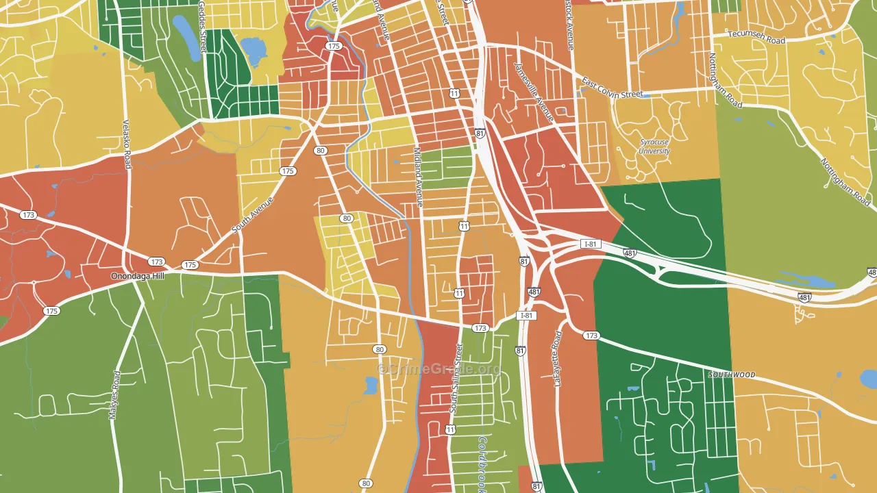 North Valley, Syracuse, NY Map of Theft Rates
