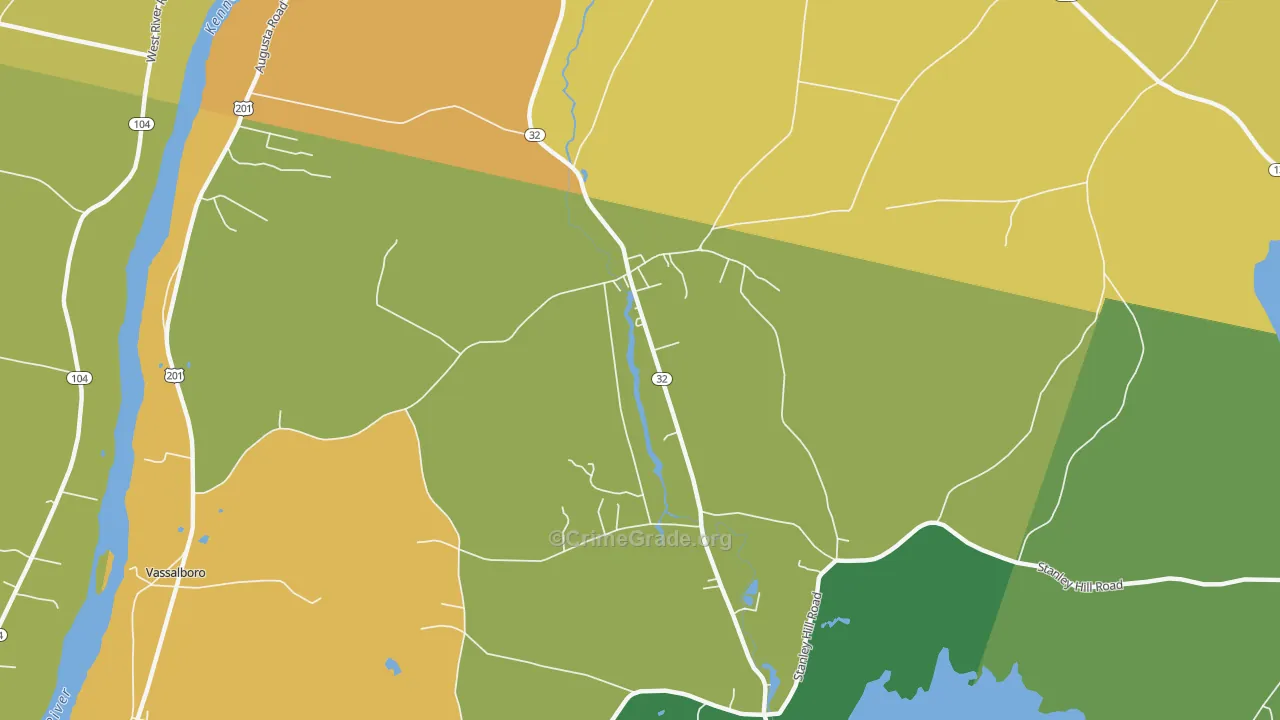 North Vassalboro, ME Map of Theft Rates