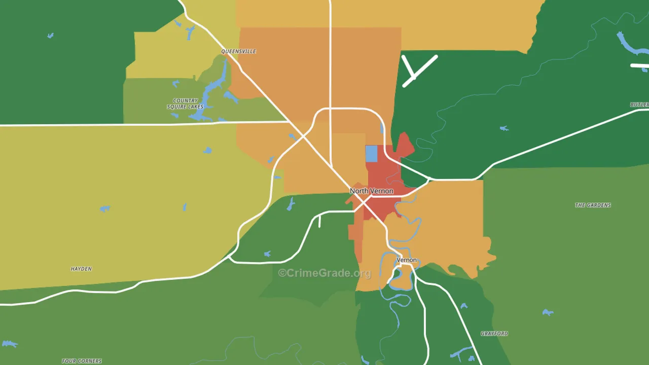 North Vernon, IN Map of Theft Rates