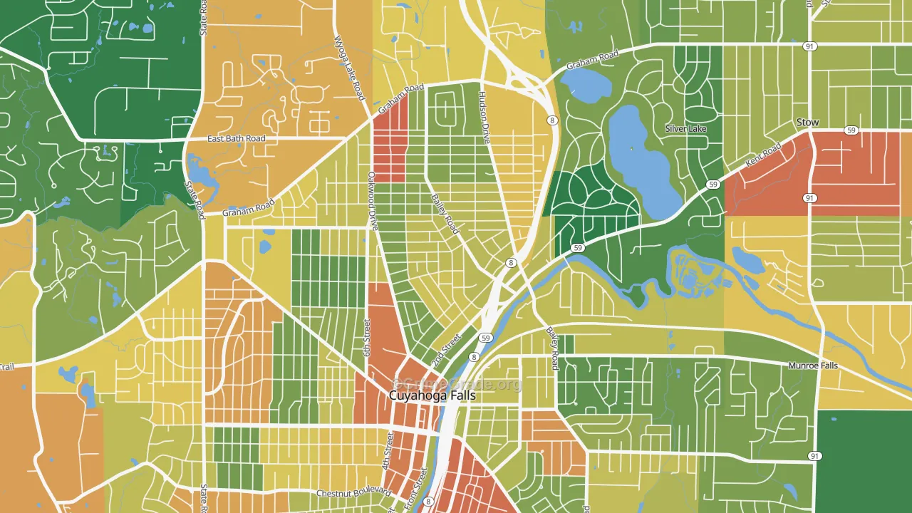 North Village, Cuyahoga Falls, OH Map of Theft Rates