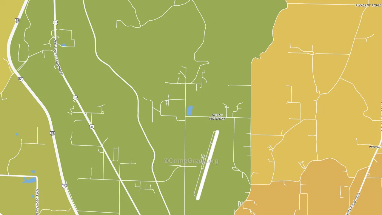 North Vinemont, AL Map of Theft Rates