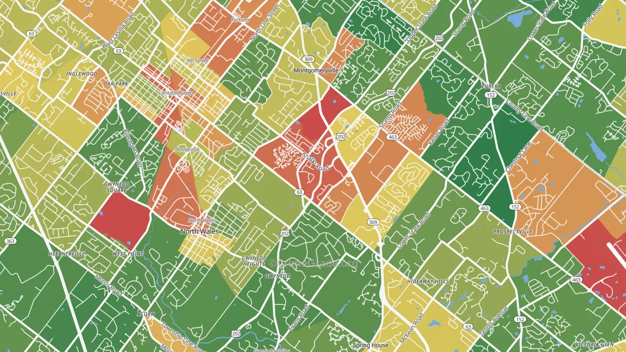 North Wales, PA Map of Theft Rates