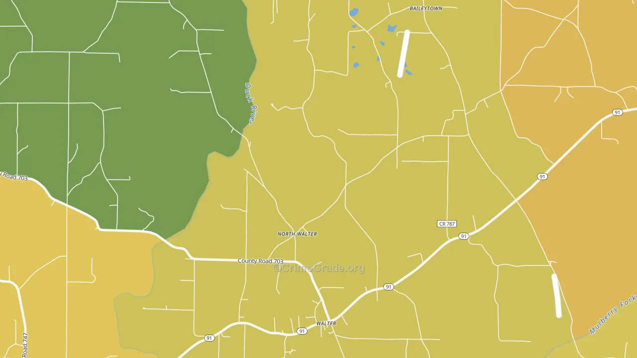 North Walter, AL Map of Theft Rates