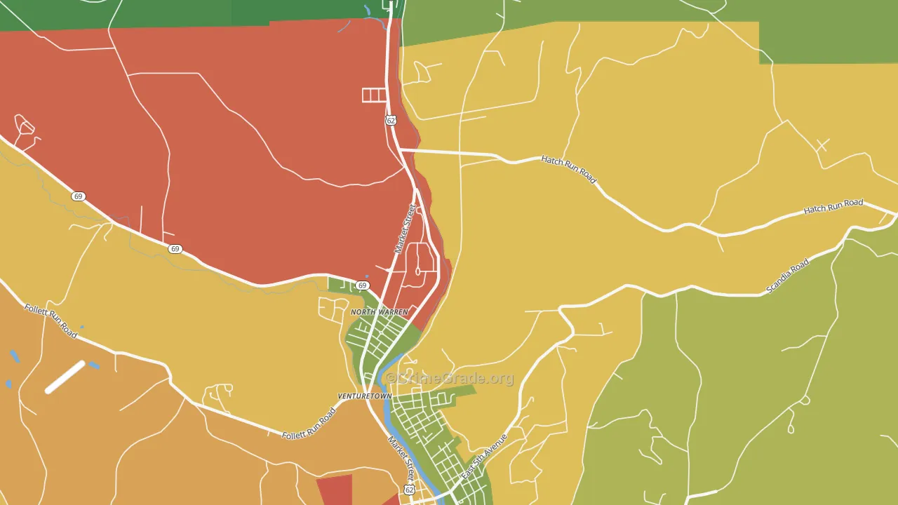 North Warren, PA Map of Theft Rates