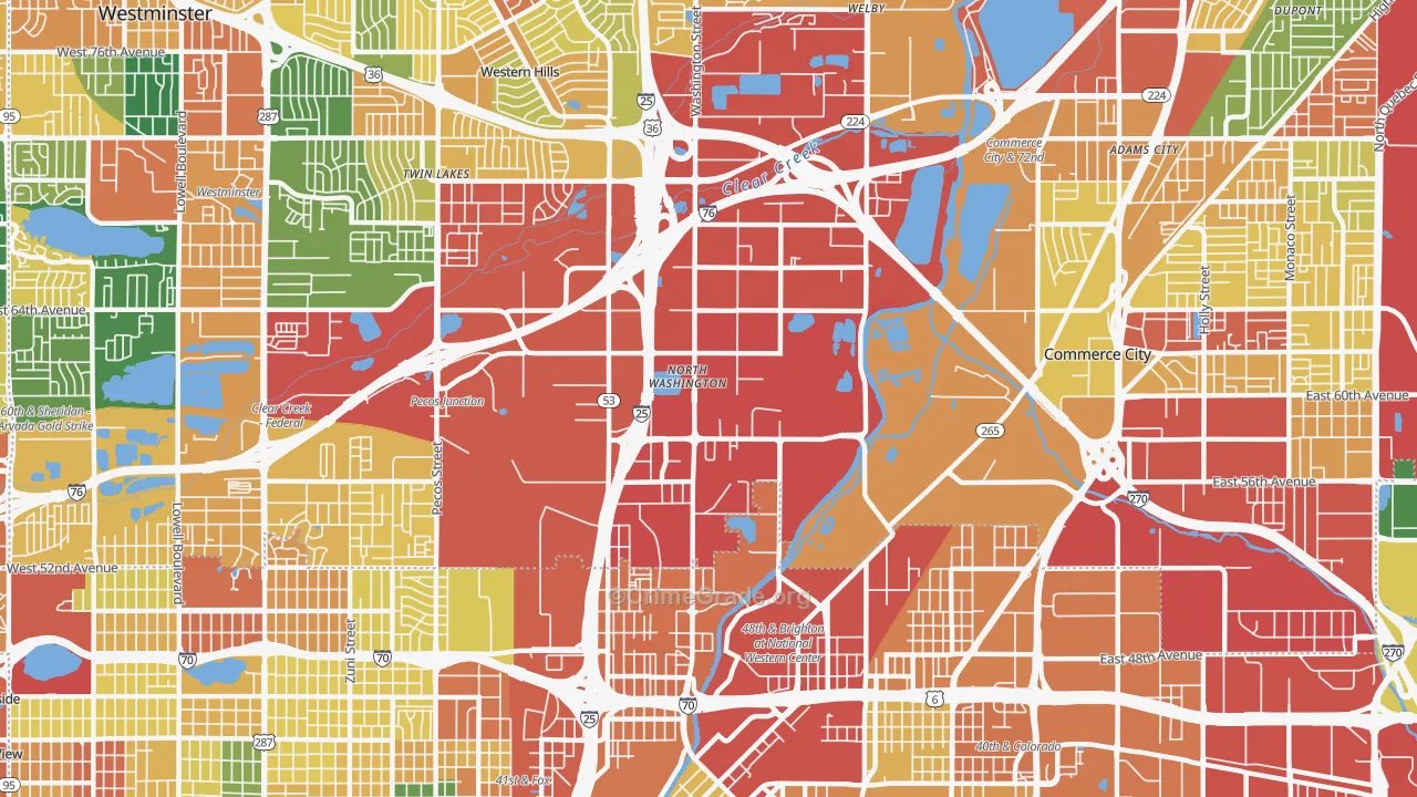 North Washington, CO Map of Theft Rates