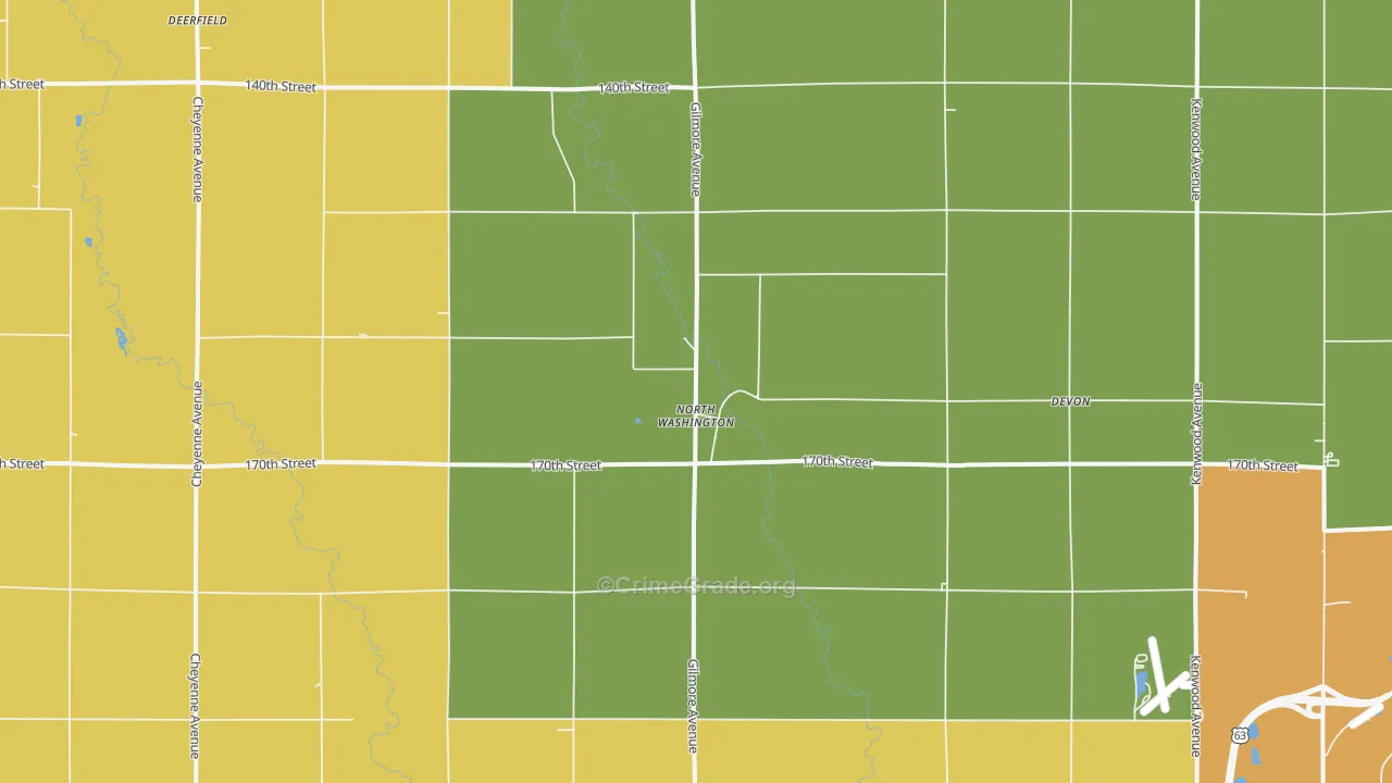 North Washington, IA Map of Theft Rates