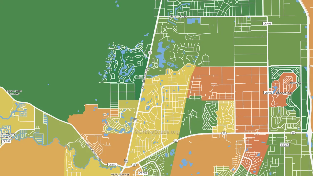 North Weeki Wachee, FL Map of Theft Rates