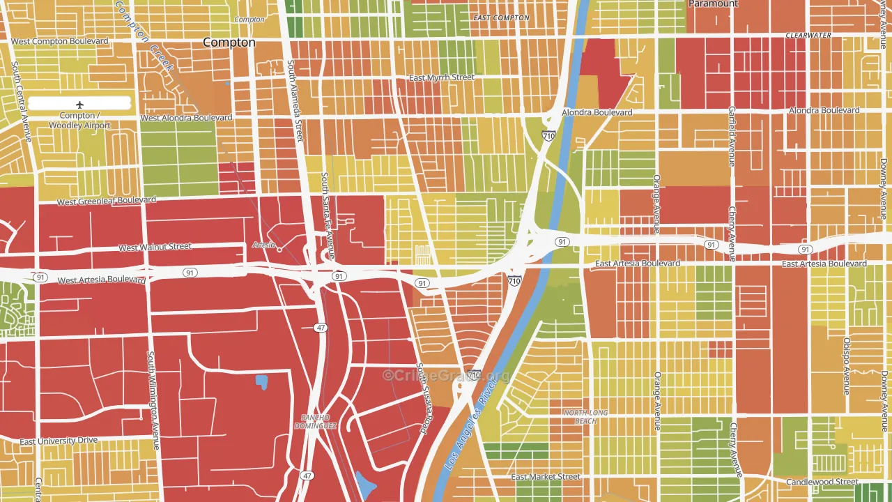 North West Long Beach, Long Beach, CA Map of Theft Rates