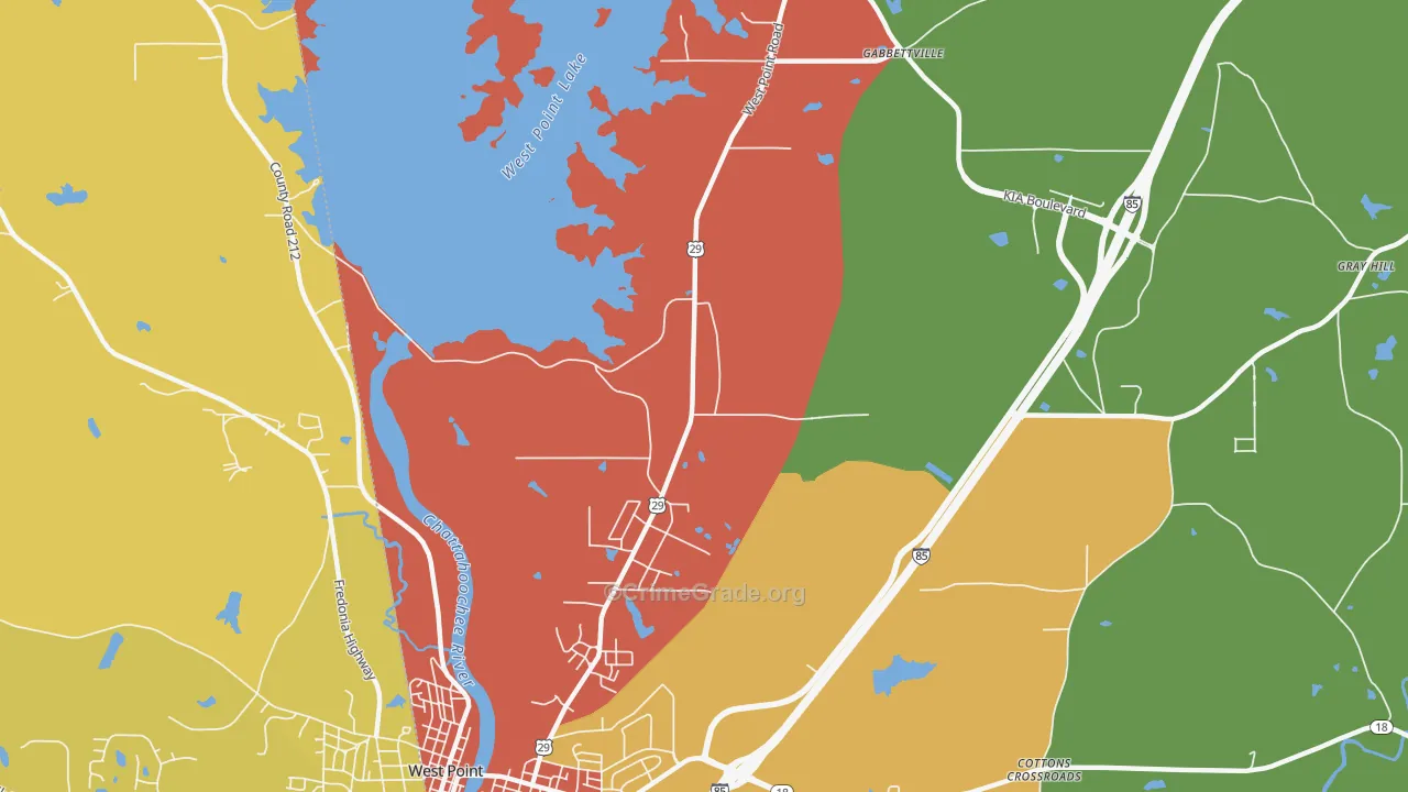 North West Point, GA Map of Theft Rates