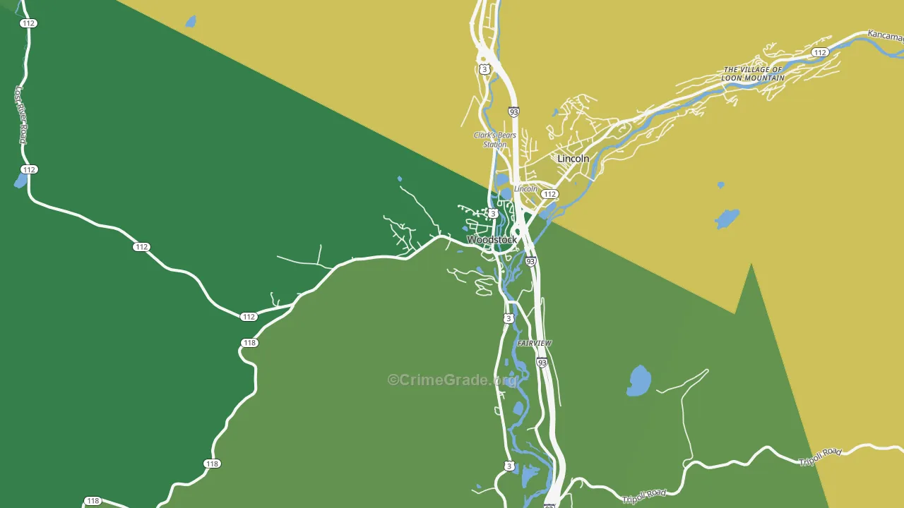 North Woodstock, NH Map of Theft Rates