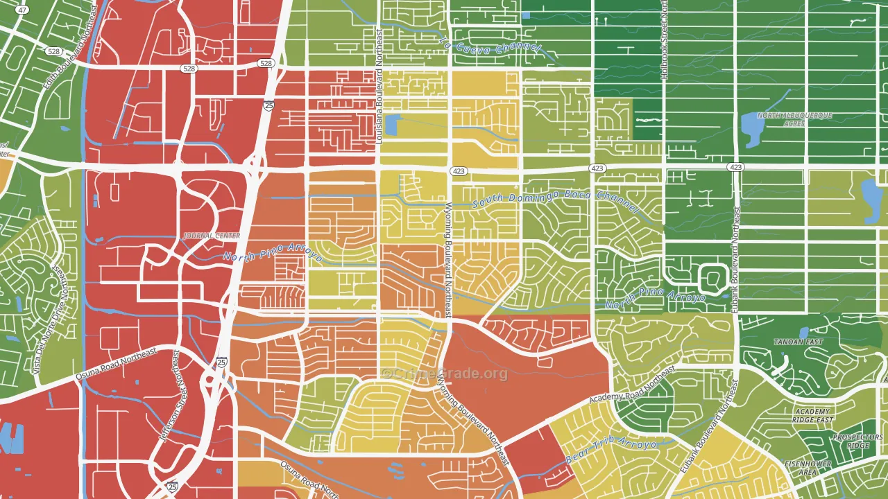 North Wyoming, Albuquerque, NM Map of Theft Rates