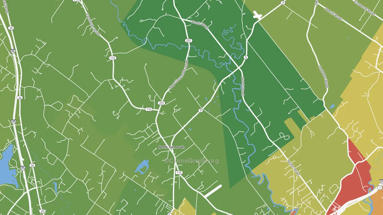 North Yarmouth, ME Map of Theft Rates