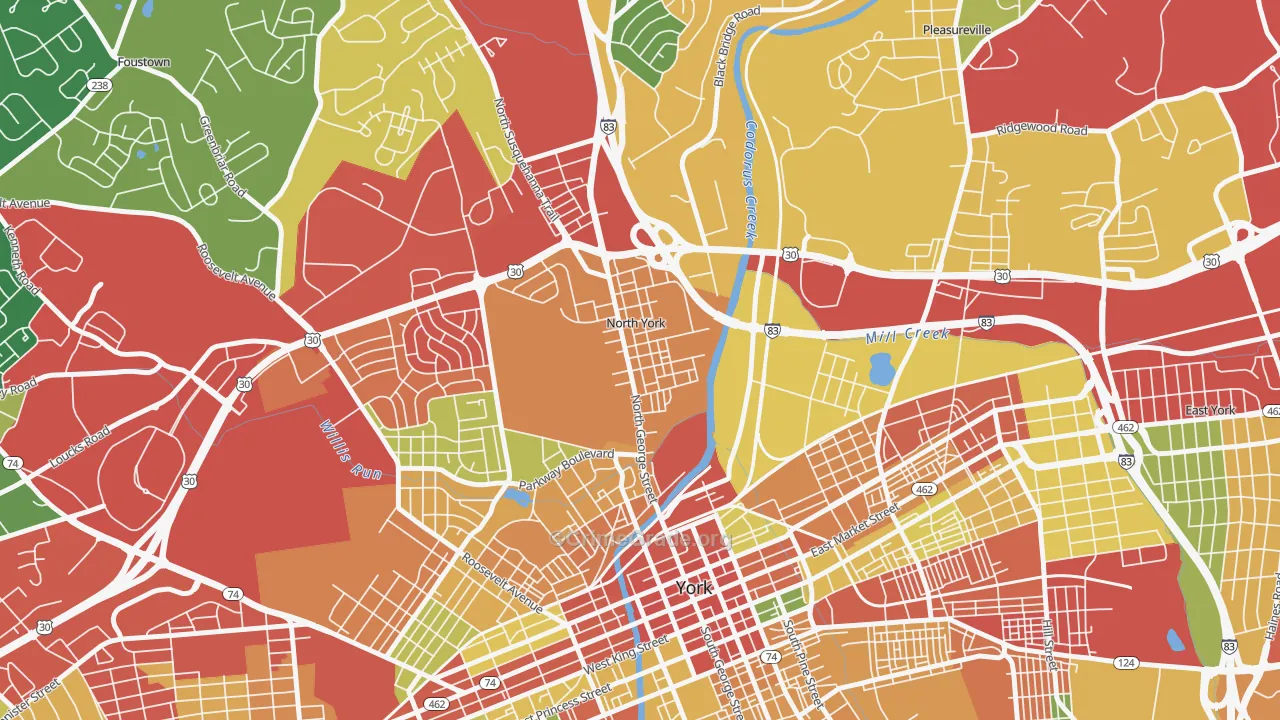 North York, PA Map of Theft Rates