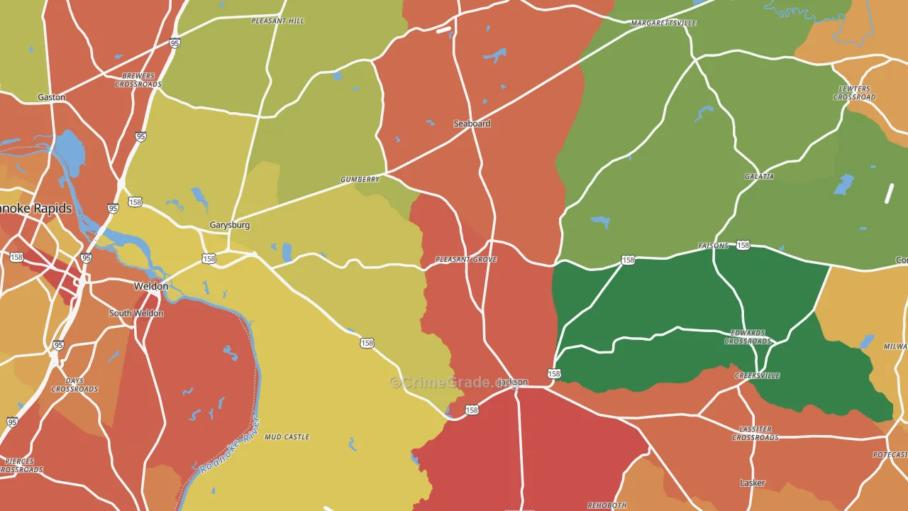 Northampton County, NC Map of Theft Rates