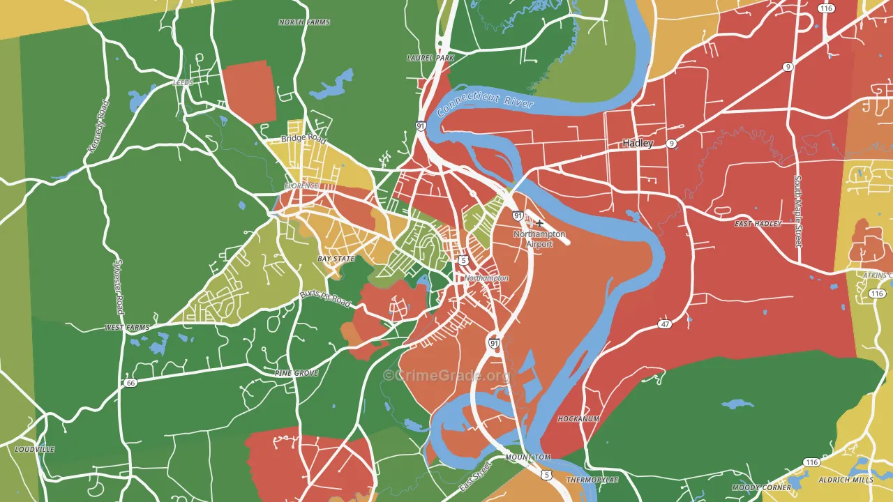 Northampton, MA Map of Theft Rates