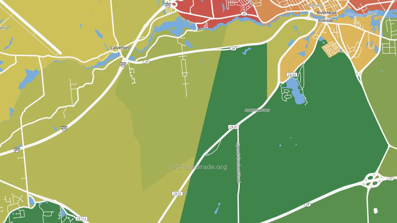 Northampton, NY Map of Theft Rates