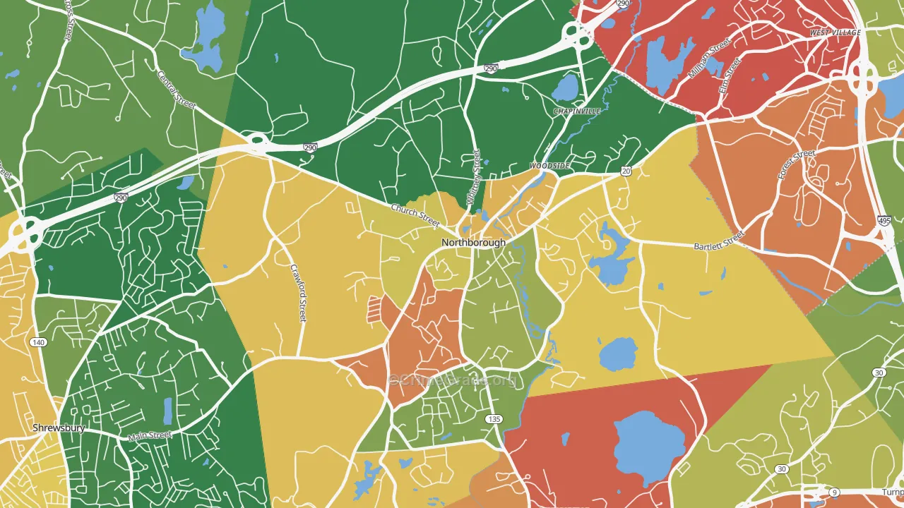 Northborough, MA Map of Theft Rates