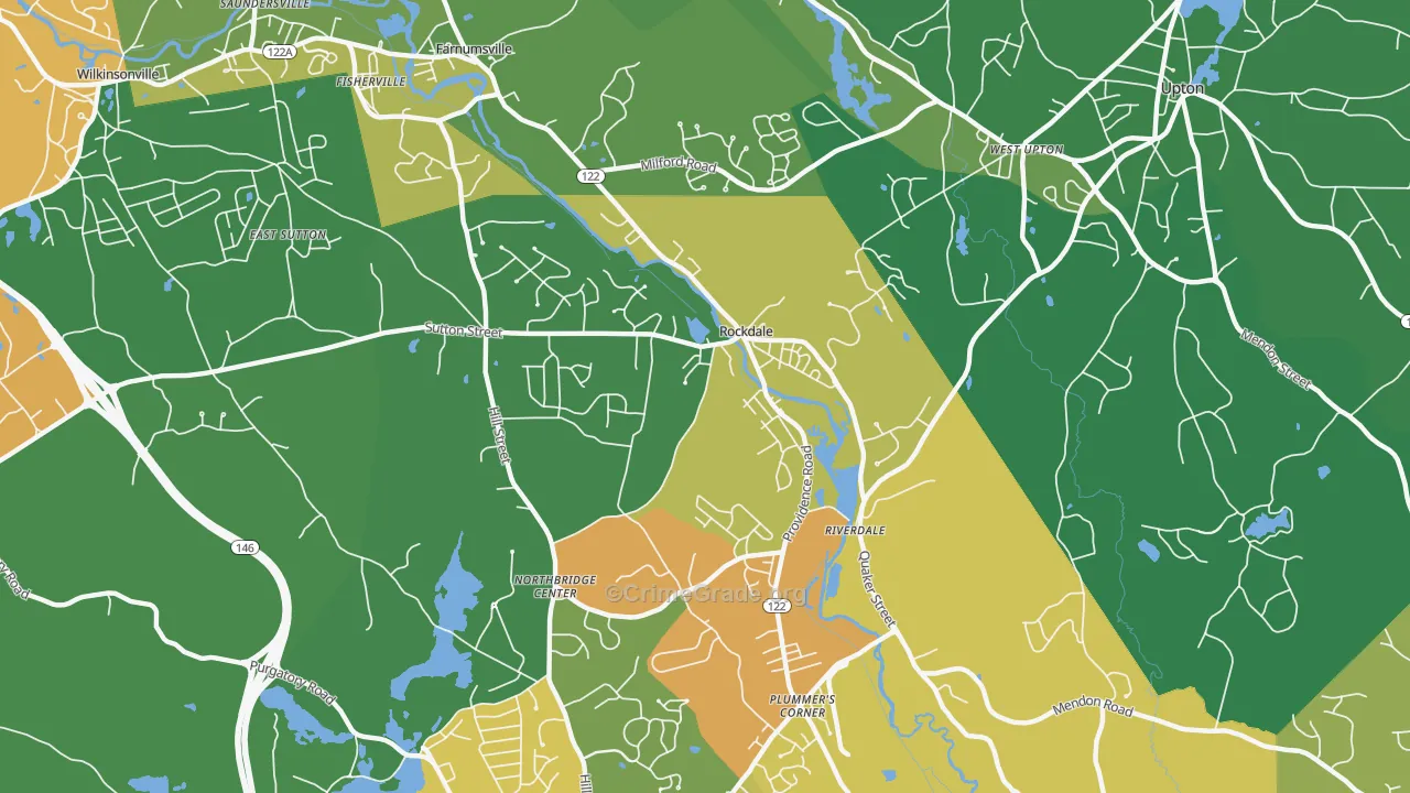 Northbridge, MA Map of Theft Rates